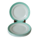 Set of 5 Saint-Smand dessert plates with mint colored edge, 1950