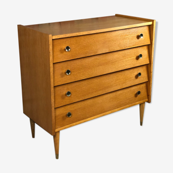Vintage 60'S chest of drawers in oak and oak veneer