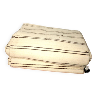 Tapis Kilim berbère tissé à la main * Grand tapis marocain en laine * Rayé vintage