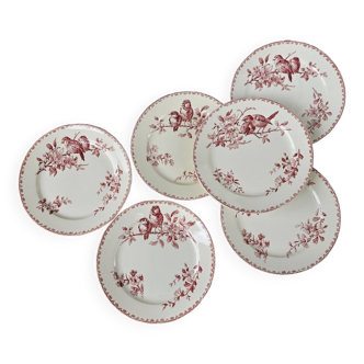 Assiettes plates Favori Sarreguemines rose