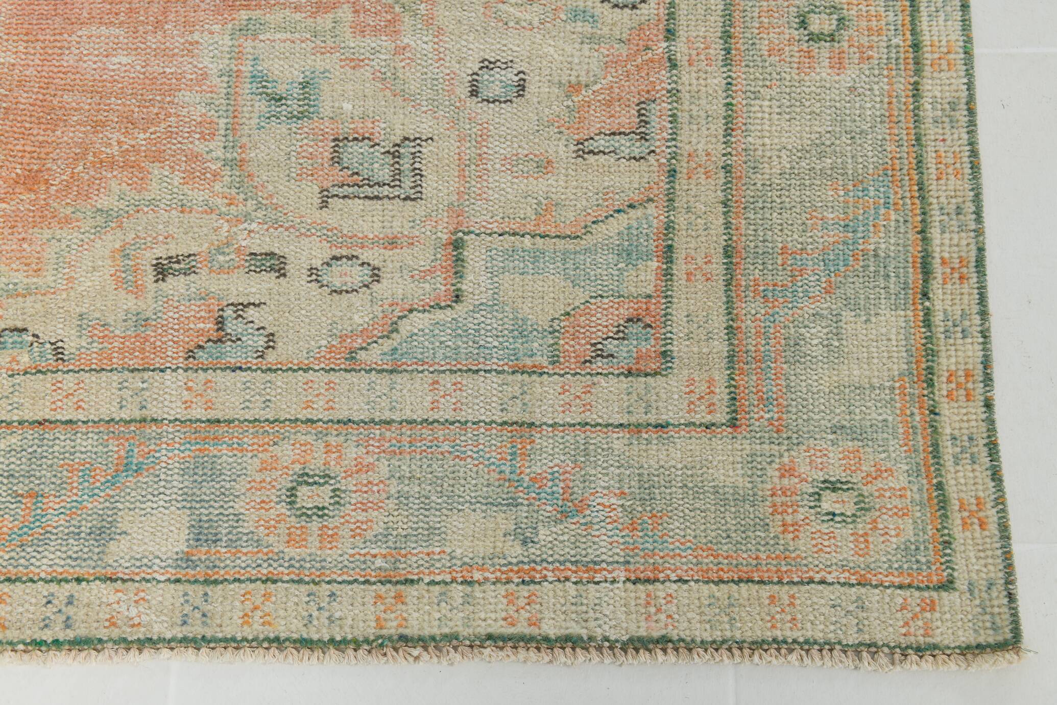 9x10 Soft Peach Turkish Vintage Rug, 186x287 Cm
