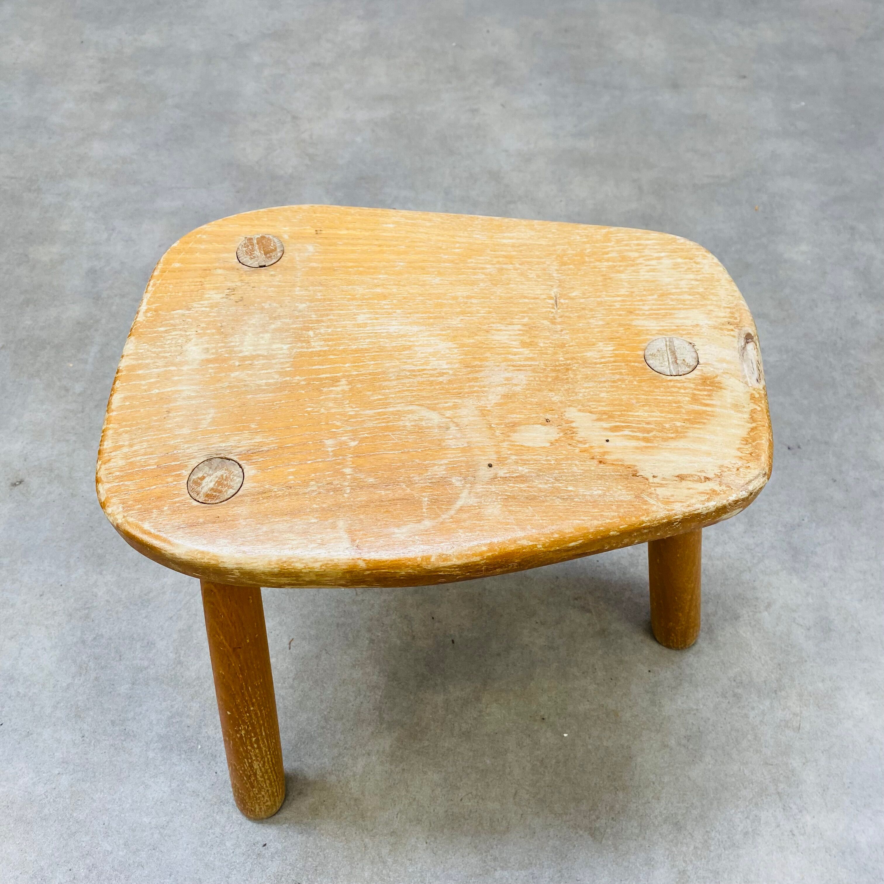 Brutalist solid wood tripod stool
