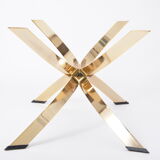 Gold Colored Mid-Century Modern coffee table with smoked Glass top
