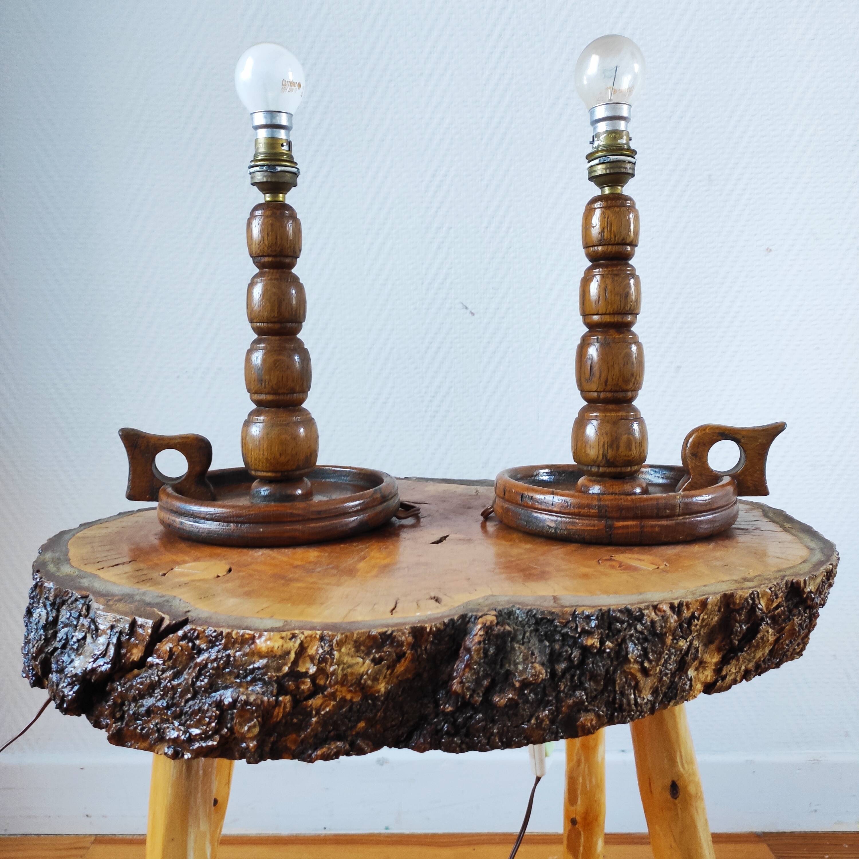 Pair of vintage brutalist lamps 1950/60