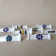 8 porte-couteaux en terre cuite céramique artisanale vintage
