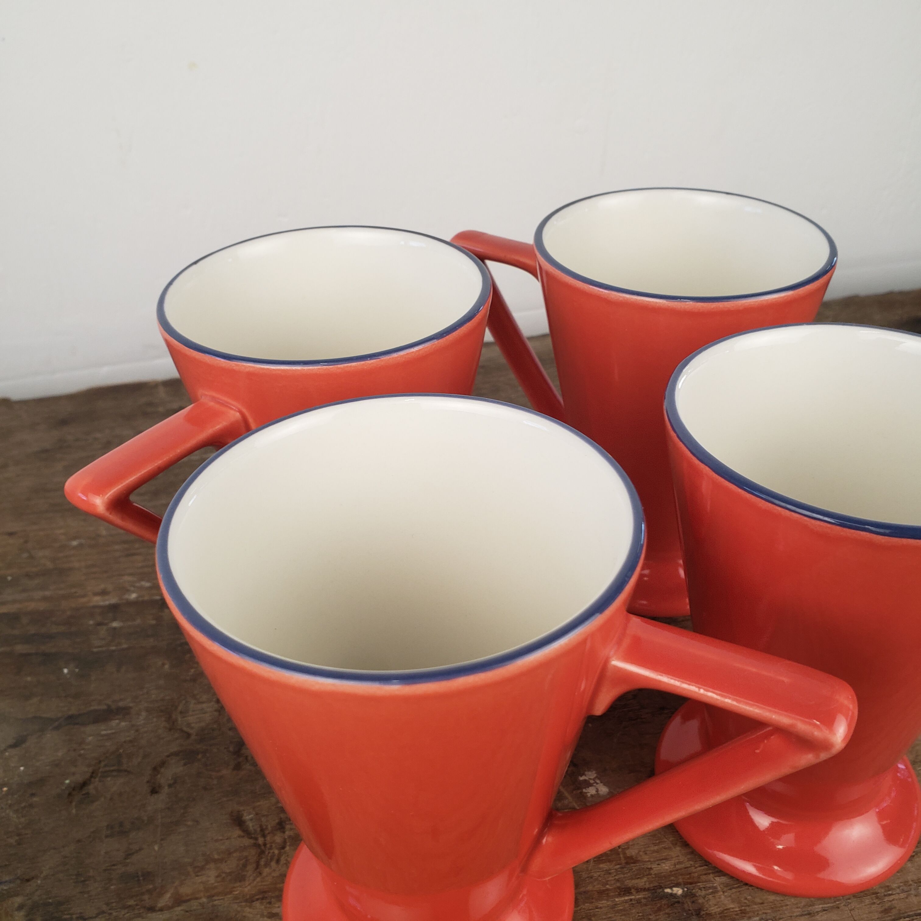 4 red ceramic mugs, Churchill England
