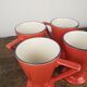 4 red ceramic mugs, Churchill England