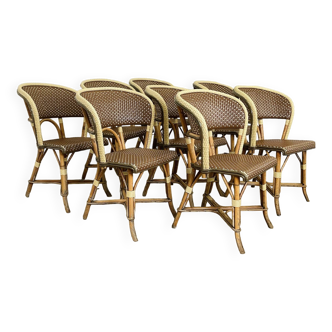 Lot de 8 fauteuils bistrot Gatti France années 80