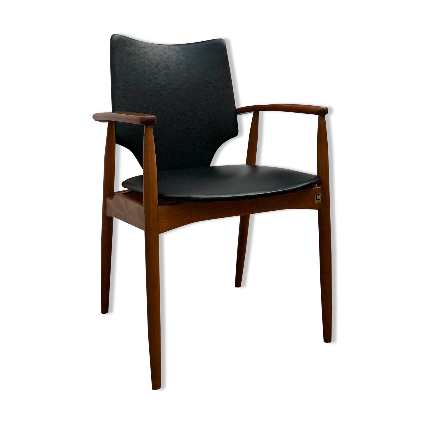 Teak and black vinyl chair 1960s