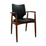 Teak and black vinyl chair 1960s