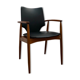 Teak and black vinyl chair 1960s
