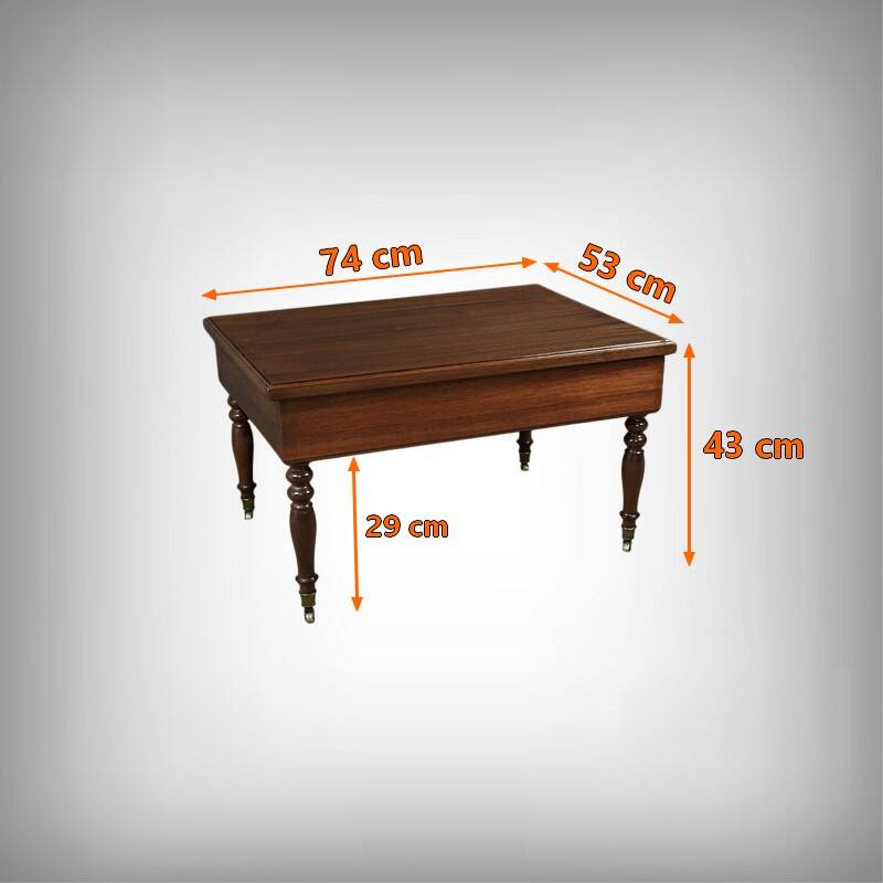 Rolling coffee table in solid mahogany, Louis-Philippe style – Late 19th century