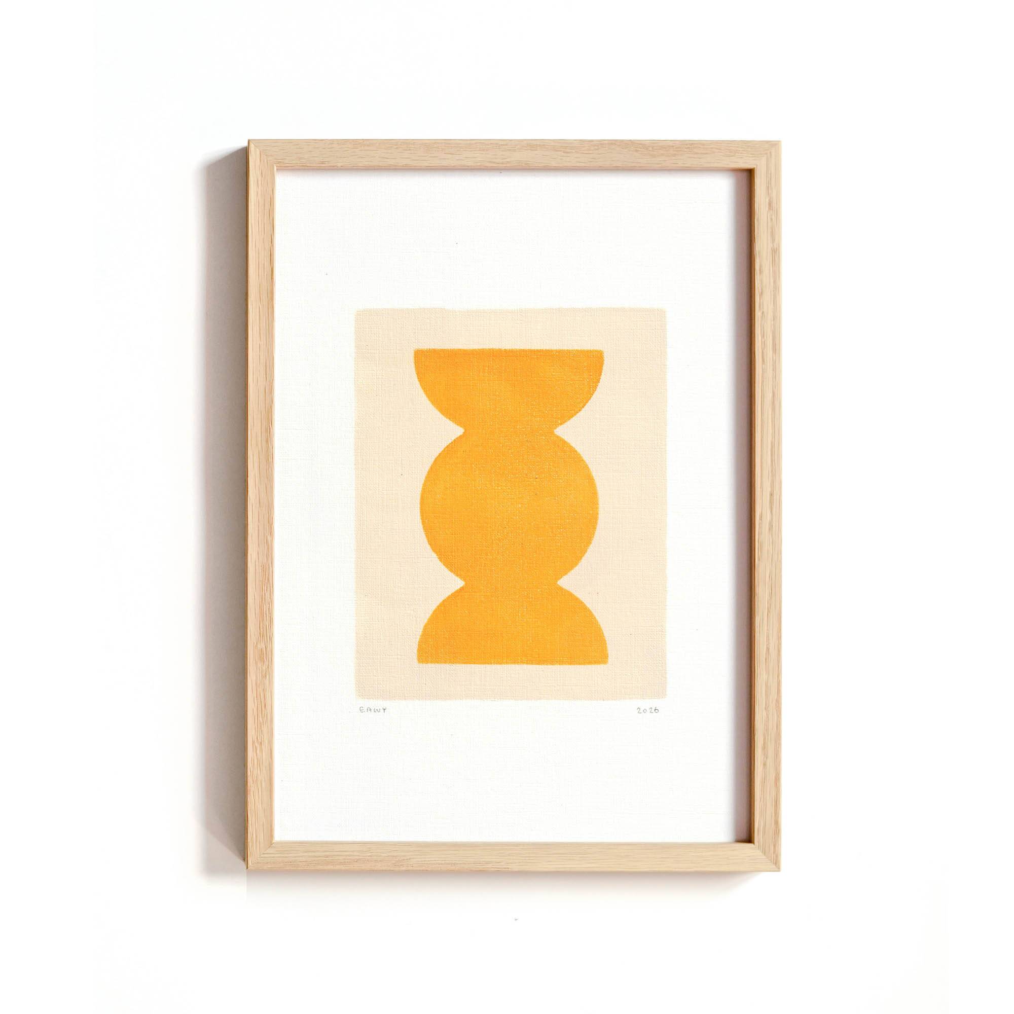 Set de 3 peintures abstraites jaune signée Eawy