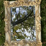 19th century style beveled mirror with garlands of flowers and leaves