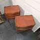 Pair of Louis XV style bedside tables in cherry wood marquetry.