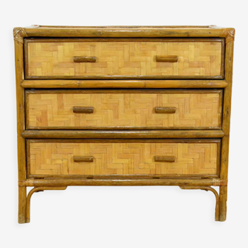 Bamboo & rattan chest of drawers vintage 1970