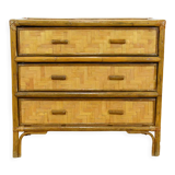 Bamboo & rattan chest of drawers vintage 1970