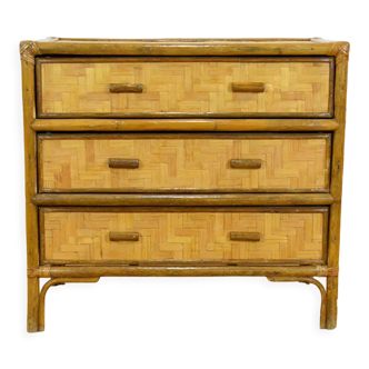 Bamboo & rattan chest of drawers vintage 1970