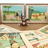 Old humorous satirical illustration of animals (chicks) - 1930