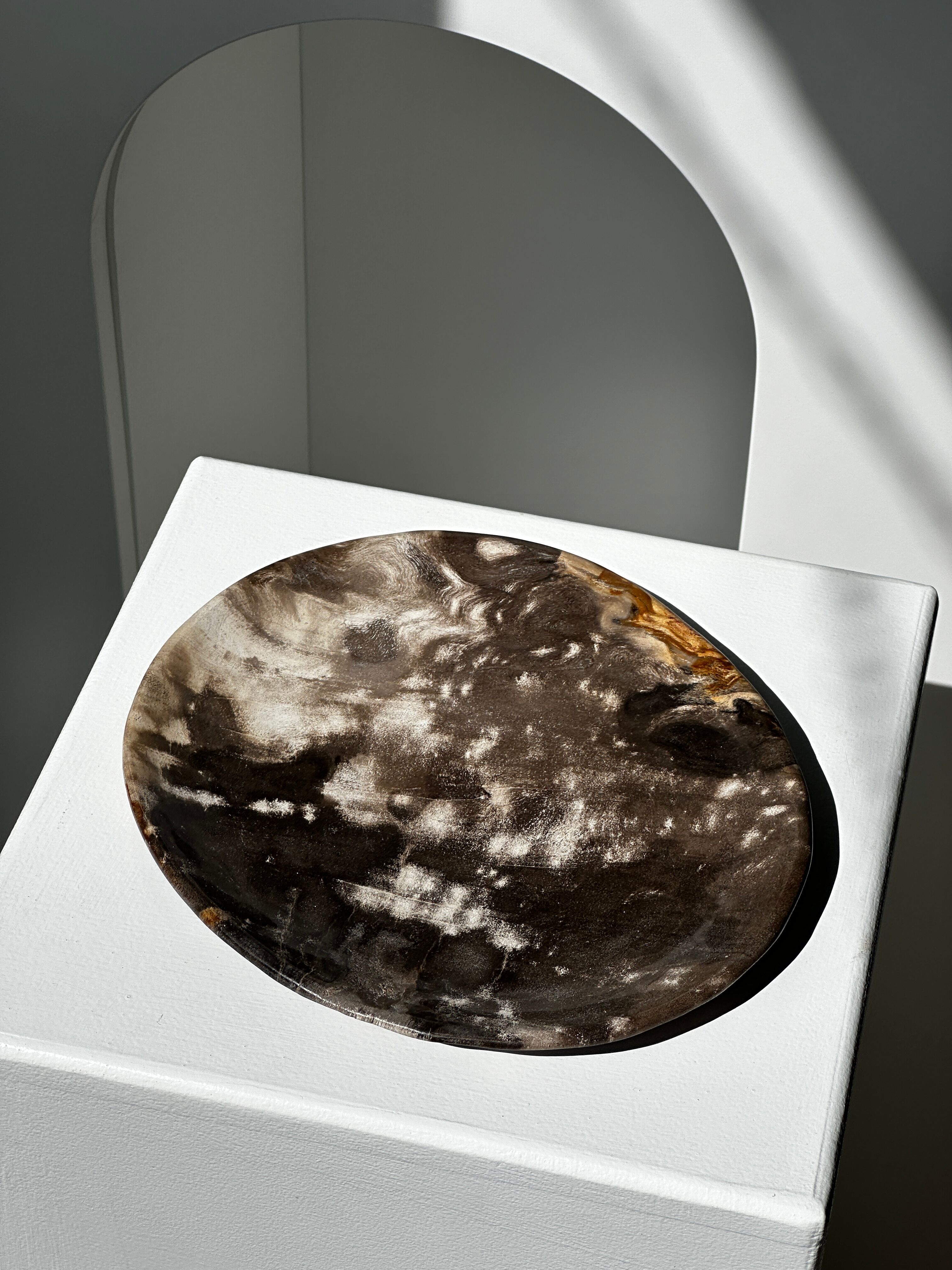 Dish in petrified wood