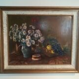 Huile sur panneau nature morte