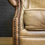 Vintage wingchair Dutch Sheepskin (cuir de mouton)