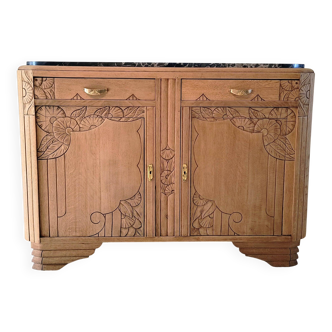 Buffet Art Déco - Chêne massif - Marbre Noir