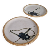 Set of 2 pottery plates from La Colombe, Vallauris