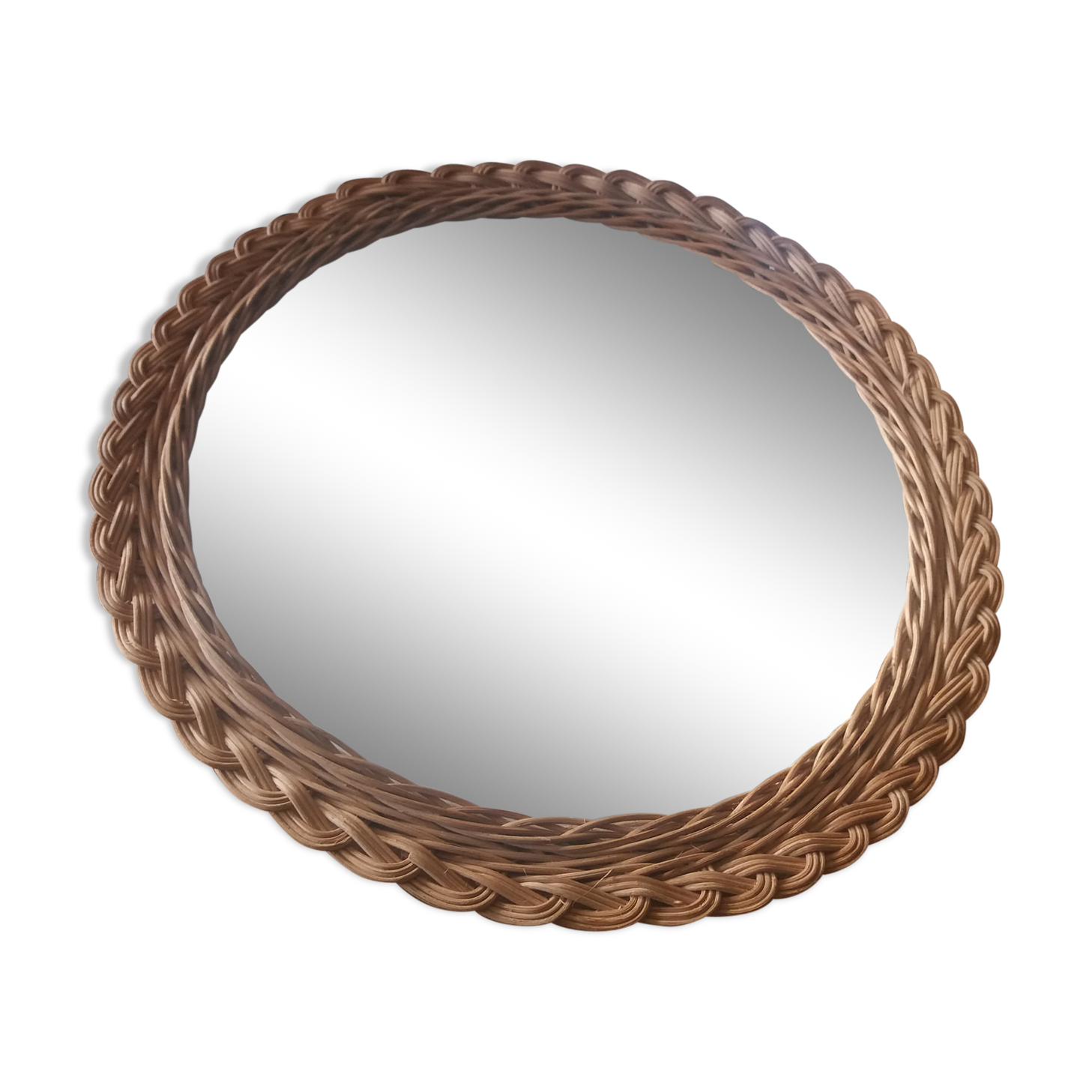 Round wicker mirror, 1960, 42cm
