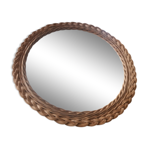 miroir rond en osier,