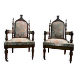 Pair of Gothic style armchairs