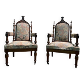 Pair of Gothic style armchairs