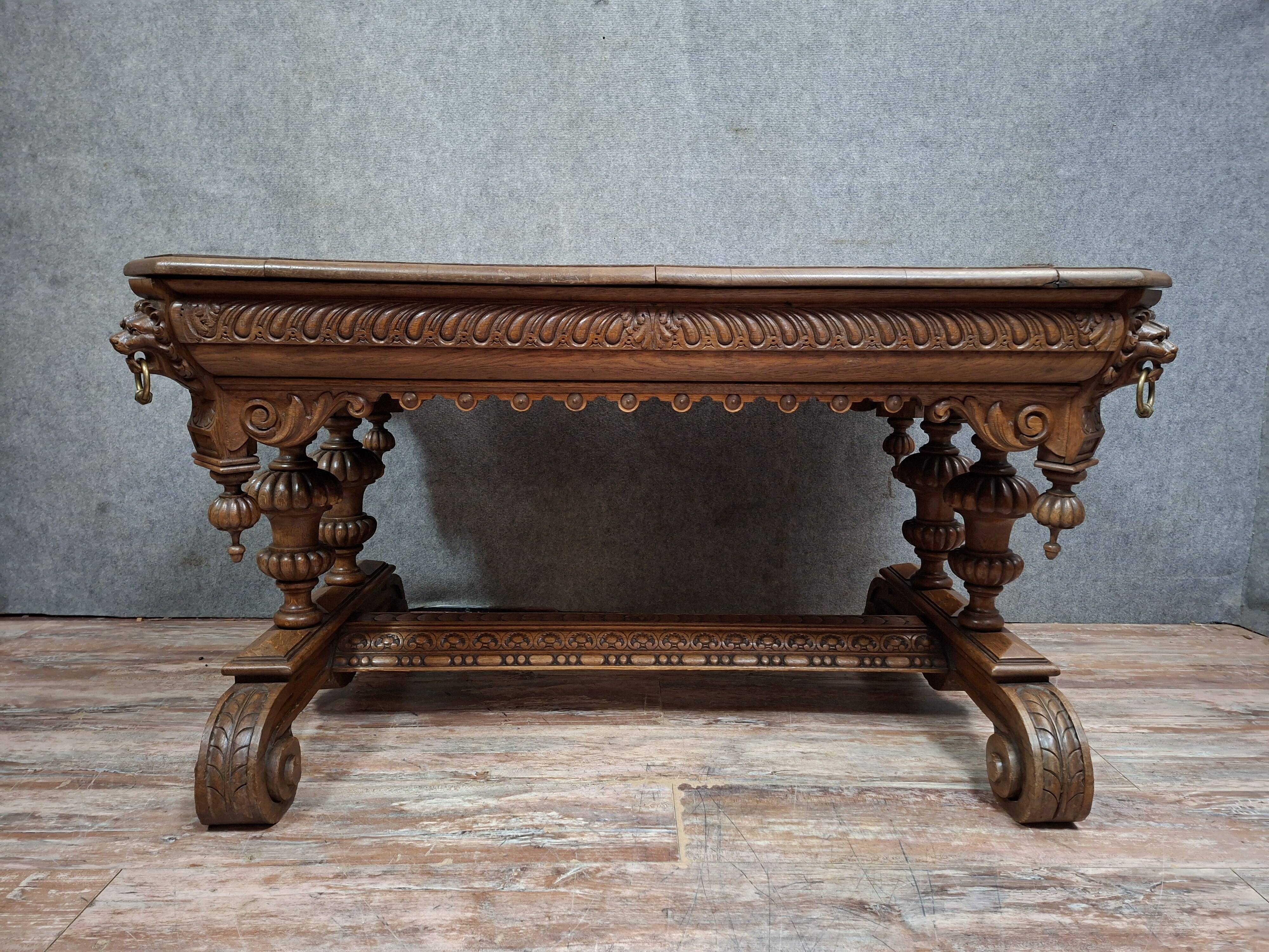 dining table or centre table in carved Renaissance oak