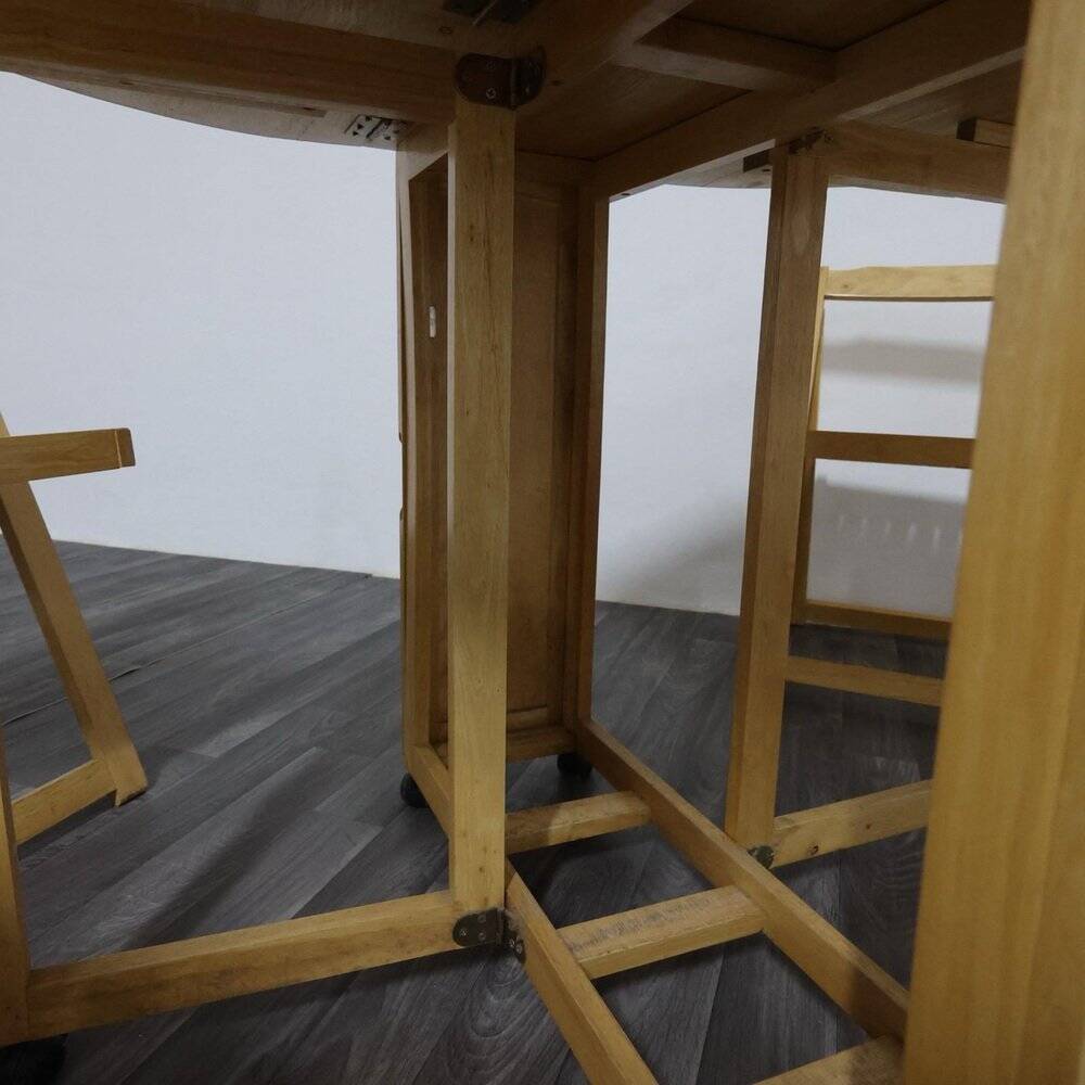 Scandinavian Folding Table and Chairs, 1980s, Set of 2