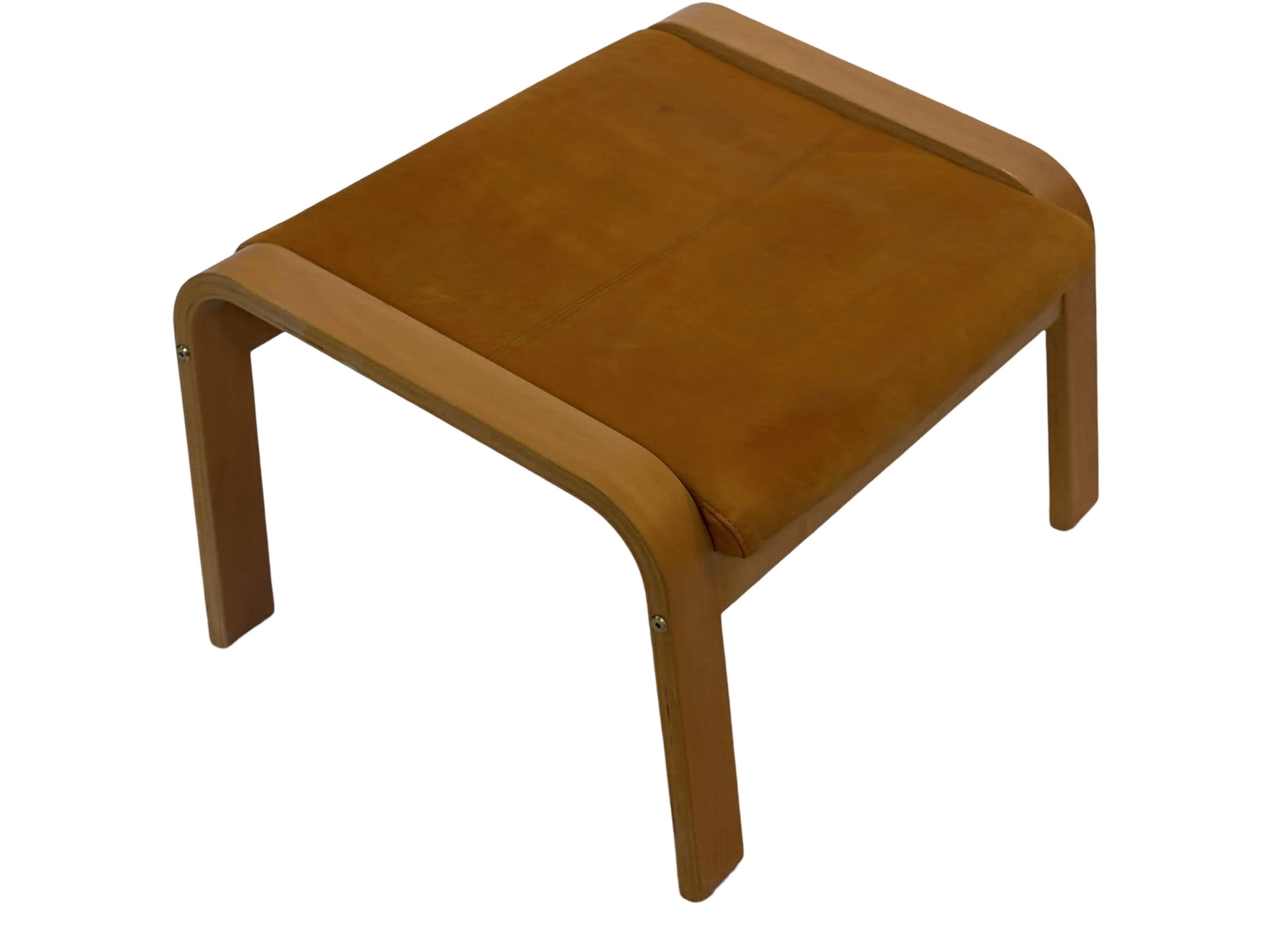 Vintage ikea poang tan leather cantilever footstool ottoman design