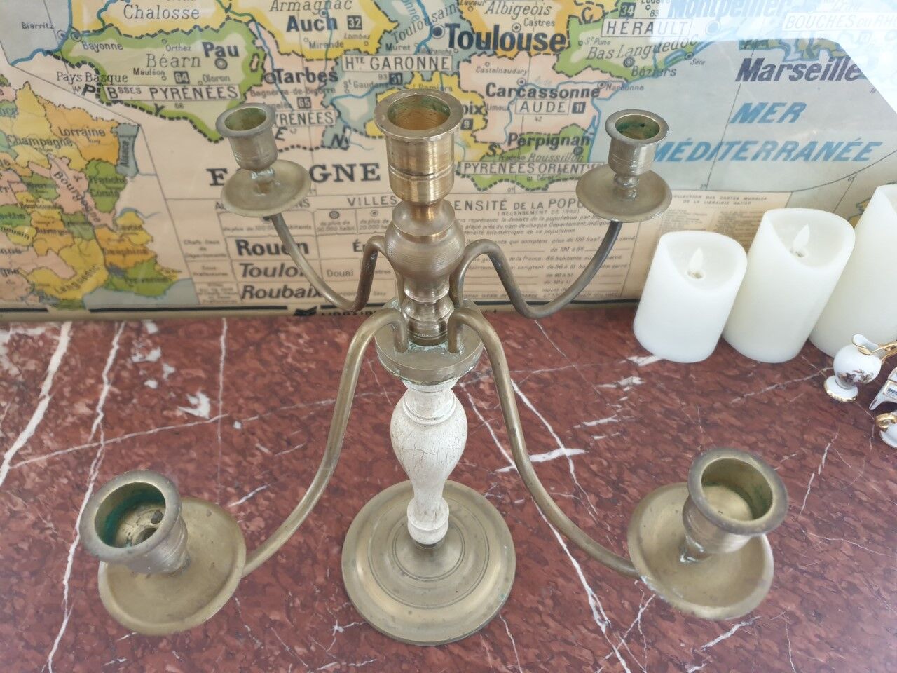 Chandelier 5 branches in brass