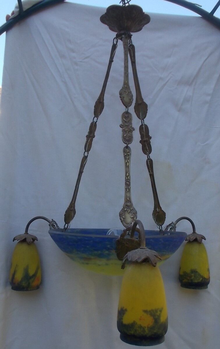 Art Deco chandelier in glass paste