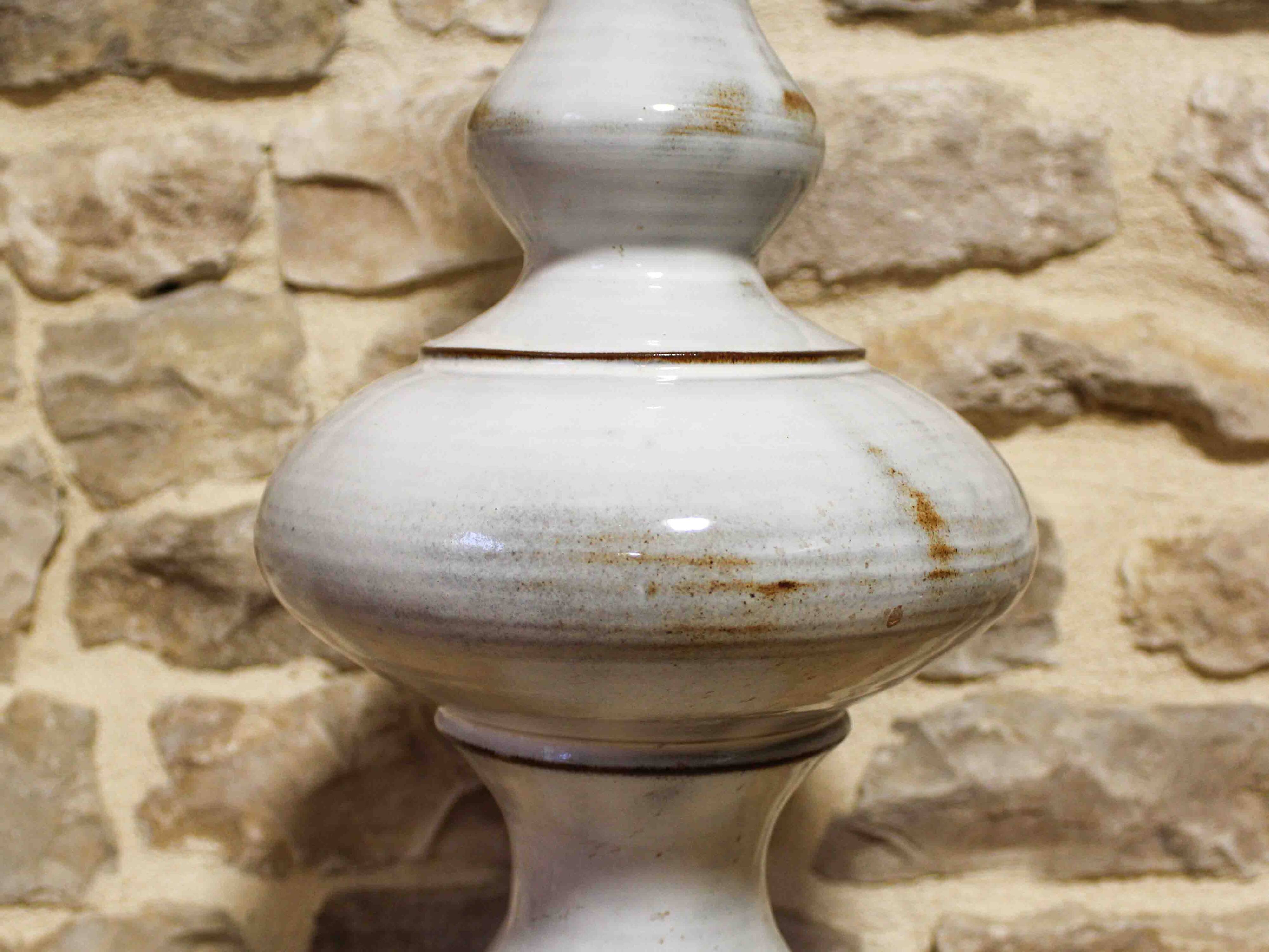Large glazed ceramic lamp base by Jean-François Descombes, Vallauris.