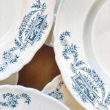 Set of 6 flat plates iron earth Longchamp model Lutetia old earthenware