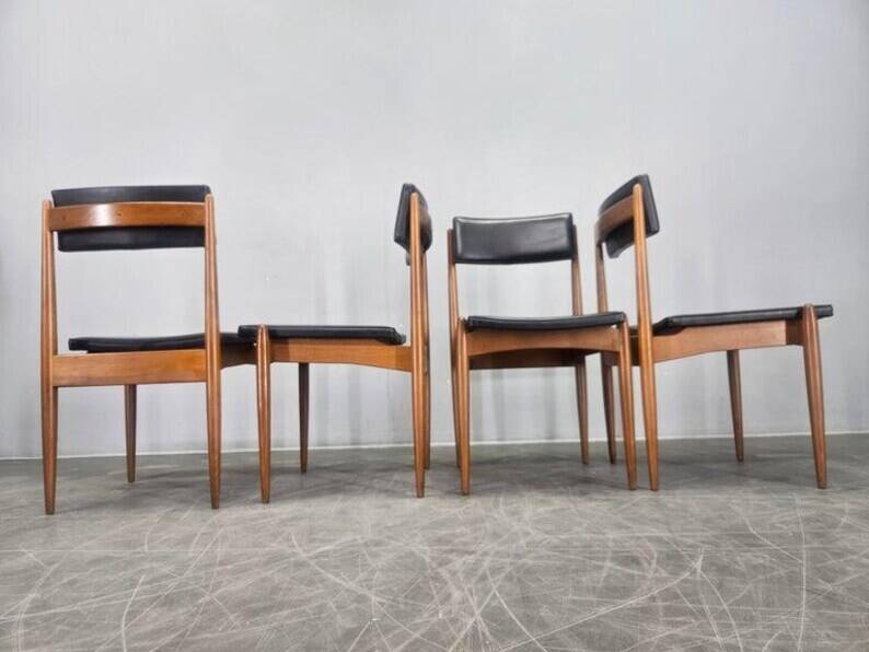 Set of Four Rare Midcentury Dining Chairs, Denmark, 1970s