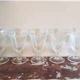 Set of 5 old bistro stemmed glasses, in solid glass, aperitif, digestive, verrine...