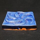 Blue Glazed Ceramic Plate Relief Decor Trivet