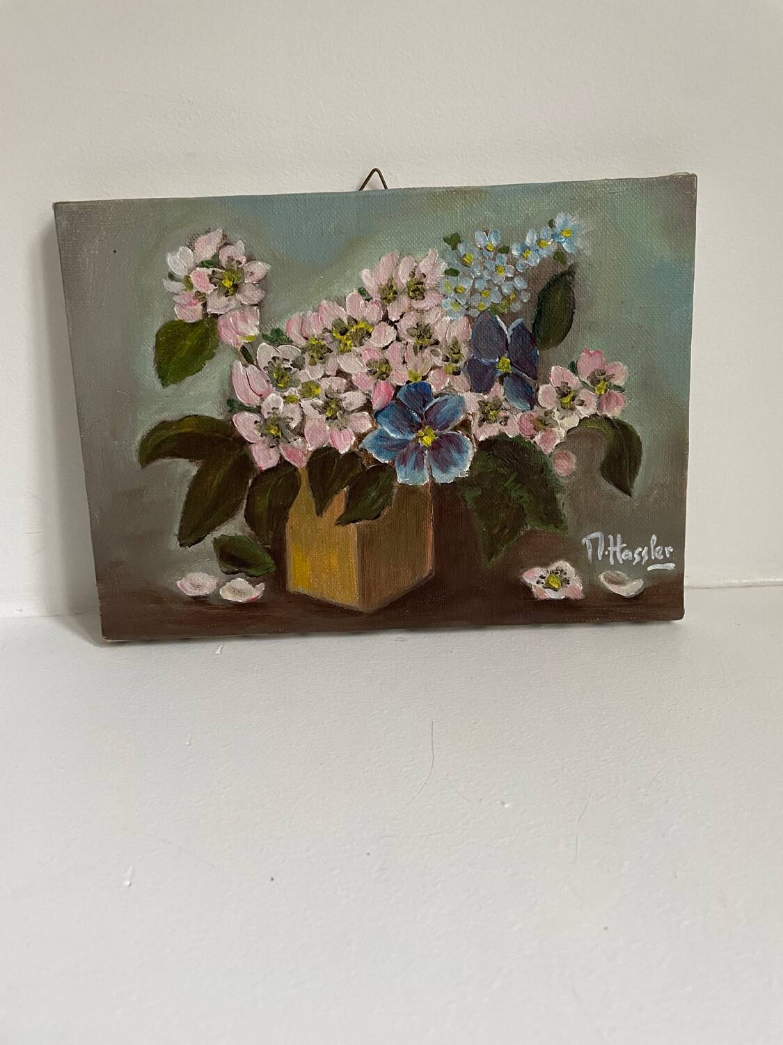 Small oil on old canvas