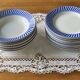Vintage Digoin Sarreguemines Jacquot blue earthenware plate set 23 pieces
