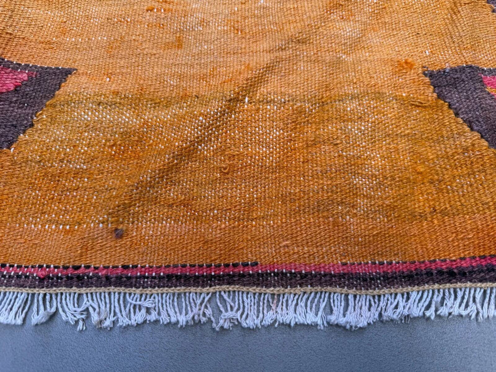 Medium vintage Turkish kilim rug 100x120 cm wool kelim, square 2550