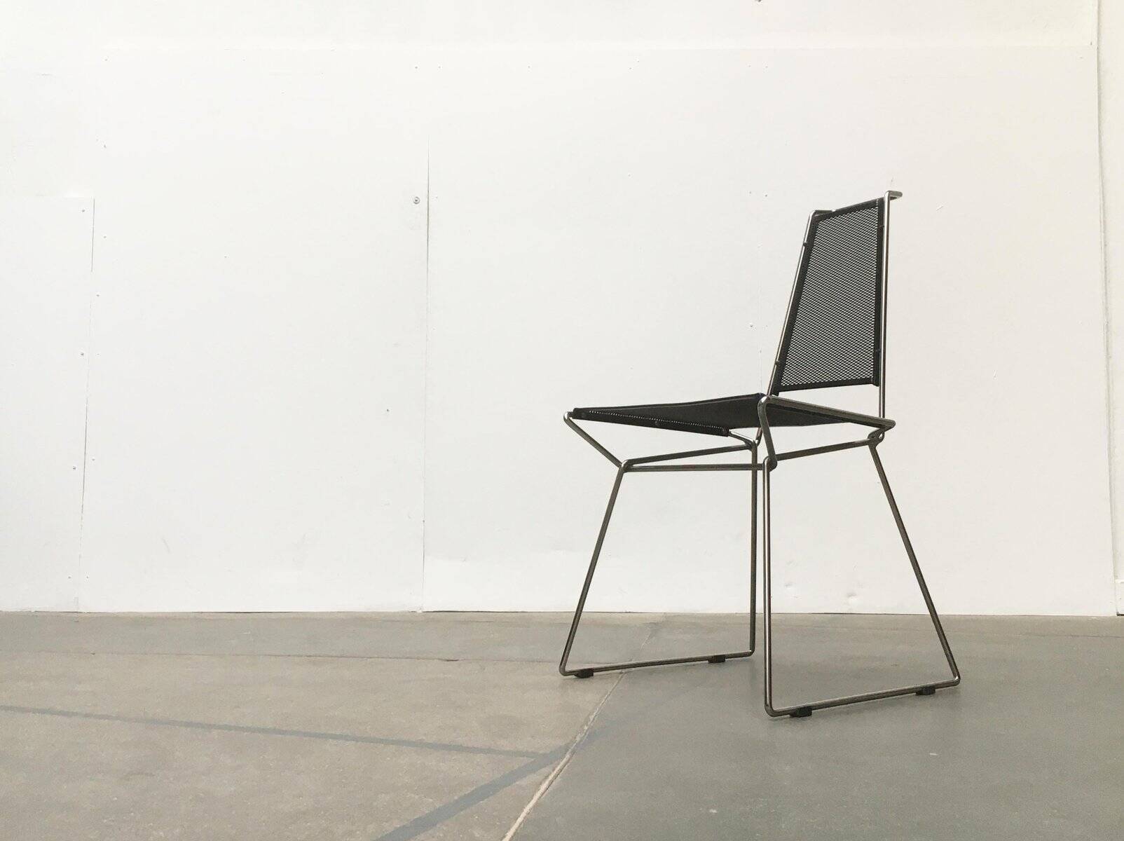 Postmodern vintage metal side chair by Rolf Rahmlow, 1980s