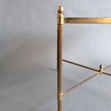 Neoclassical side table in gilded brass and solid mahogany top 1950/1960.