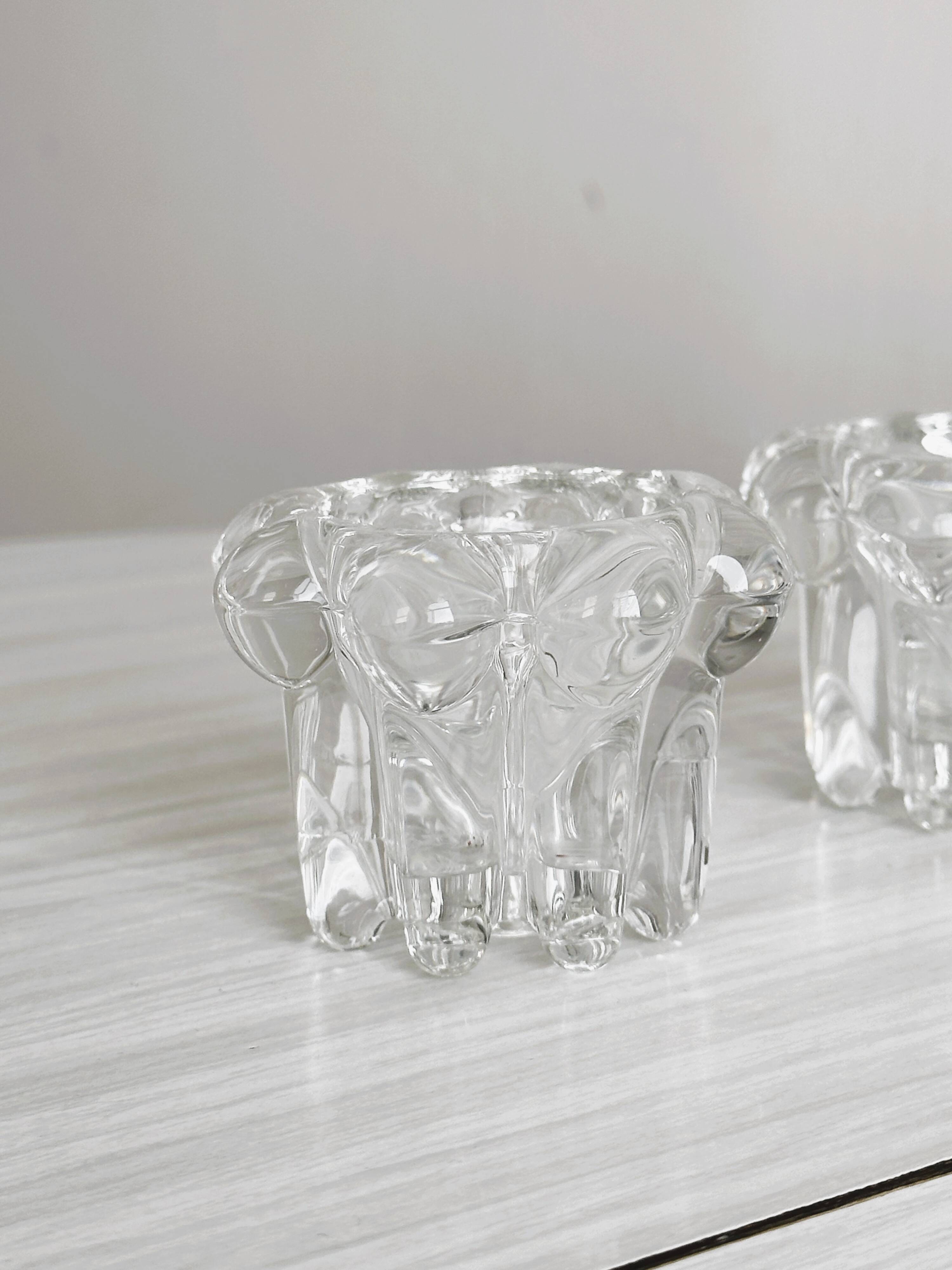 Duo of small crystal candlesticks