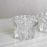 Duo of small crystal candlesticks