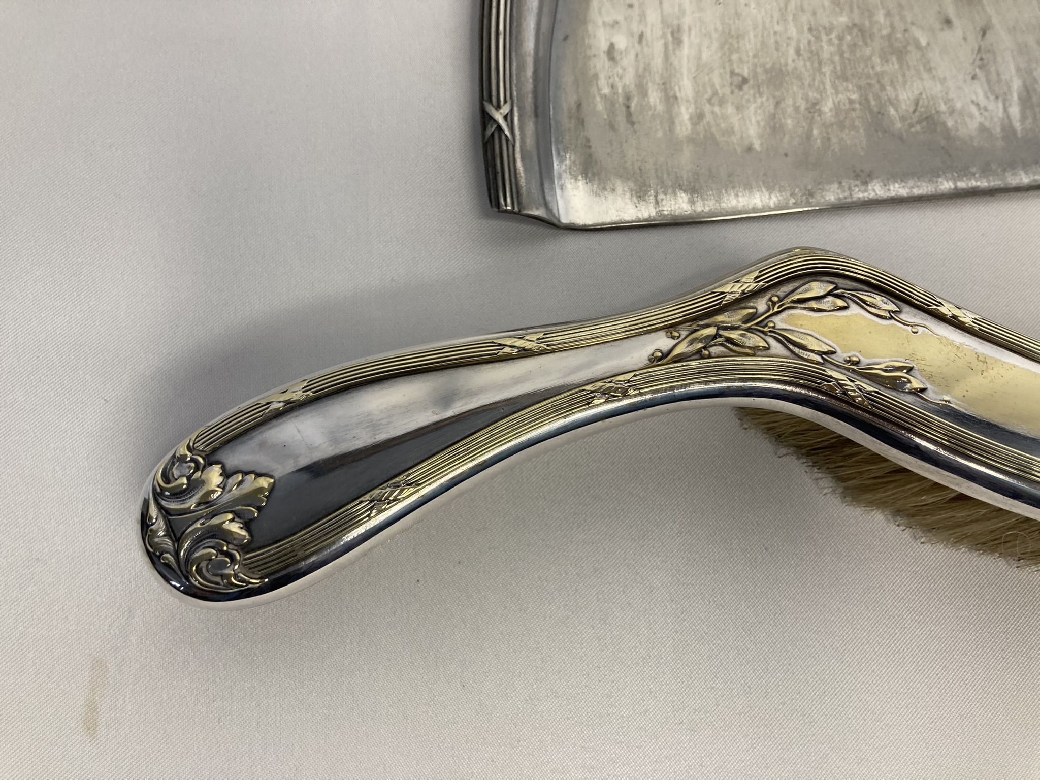 Old table shovel picks up crumbs silver metal early twentieth century